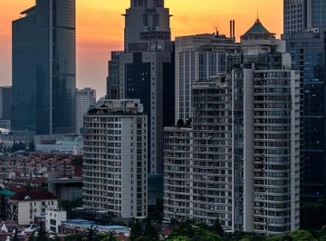 city skyline with residential district in China.